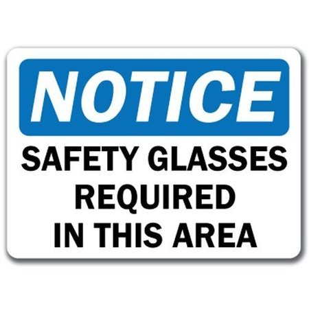 Signmission Sign-Safety Glasses Required In This Area-10in x 14in OSHA Safety Sign, 14" H, NS-Safety Glasses NS-Safety Glasses